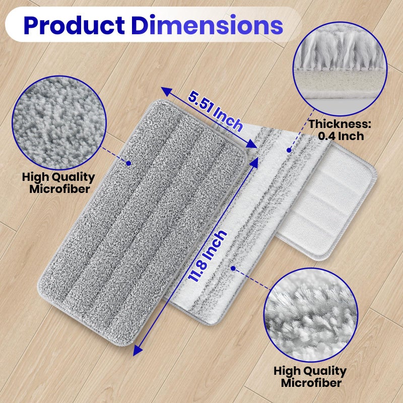 Bluearks 10 Pack Swiffer WetJet Replacement Mop Pads,Compatible with Swiffer WetJet Hardwood and Floor Spray Mop,Size:11.6''*5.51'',Grey - Image 2
